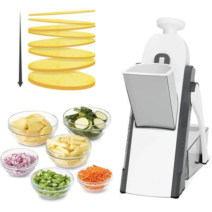 5-in-1 Multifunctional High-Quality Vegetable & Fruit Slicer With Five Changeable Blades Hand Protector Made Slicing Effortless Kitchen Gadget Manual Vegetable