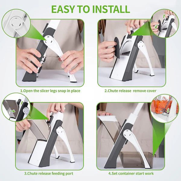 5-in-1 Multifunctional High-Quality Vegetable & Fruit Slicer With Five Changeable Blades Hand Protector Made Slicing Effortless Kitchen Gadget Manual Vegetable