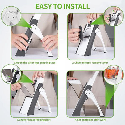 5-in-1 Multifunctional High-Quality Vegetable & Fruit Slicer With Five Changeable Blades Hand Protector Made Slicing Effortless Kitchen Gadget Manual Vegetable