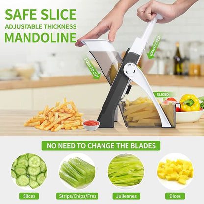 5-in-1 Multifunctional High-Quality Vegetable & Fruit Slicer With Five Changeable Blades Hand Protector Made Slicing Effortless Kitchen Gadget Manual Vegetable