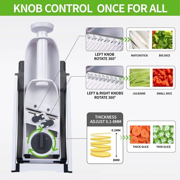 5-in-1 Multifunctional High-Quality Vegetable & Fruit Slicer With Five Changeable Blades Hand Protector Made Slicing Effortless Kitchen Gadget Manual Vegetable